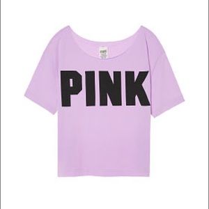 🆕 PINK Campus Cropped-Off-The Shoulder Tee